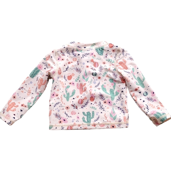 Ruffle Butts Rashguard Top Long-sleeve Orange Cactus 12-18 Months - Picture 2 of 4